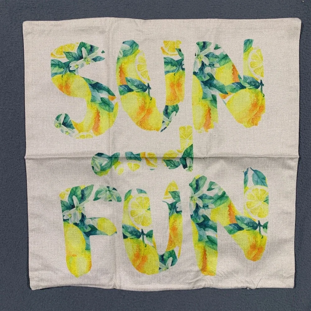 New Lemon Summer Sun Fun Outdoor Pillow Covers Square Pillowcase Set of 2 Zip Up